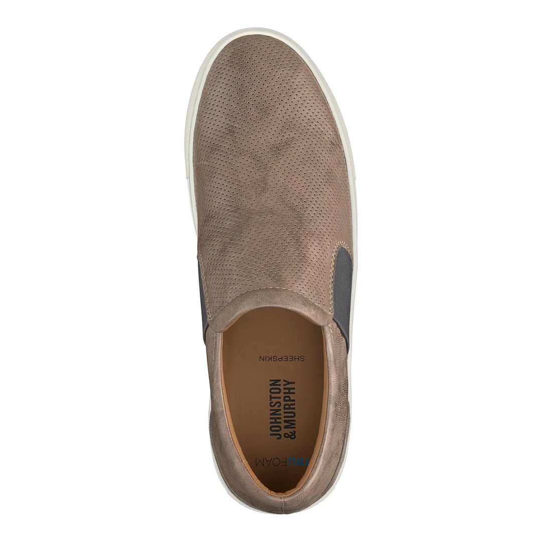 Johnston & Murphy Banks Slip-On Gray Perfed Sheepskin Men display picture 3